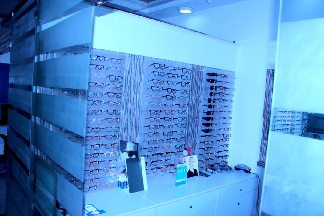 collection of eye frames at eye doctor's clinic