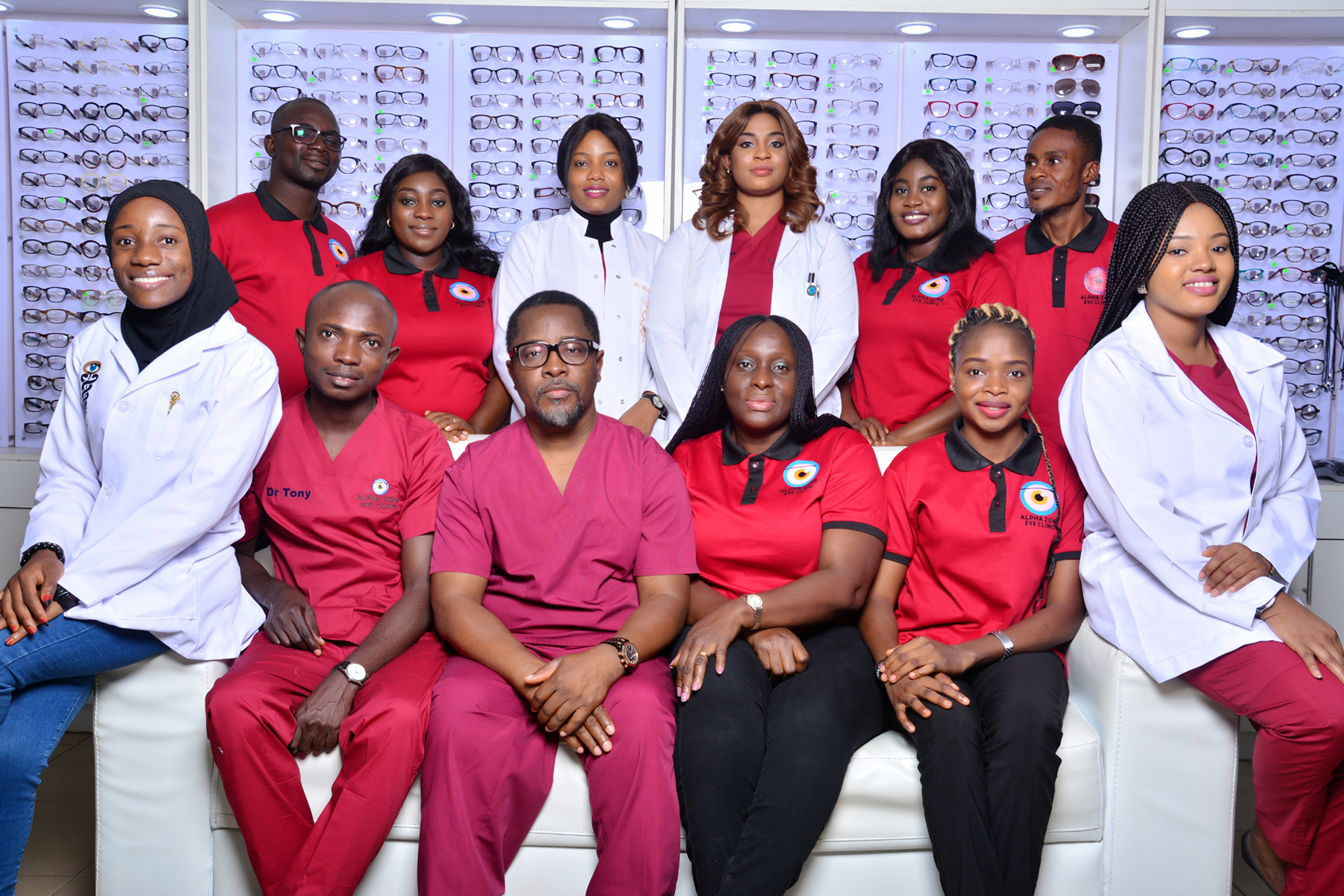 group of healthcare staff in an eye clinic in Abuja